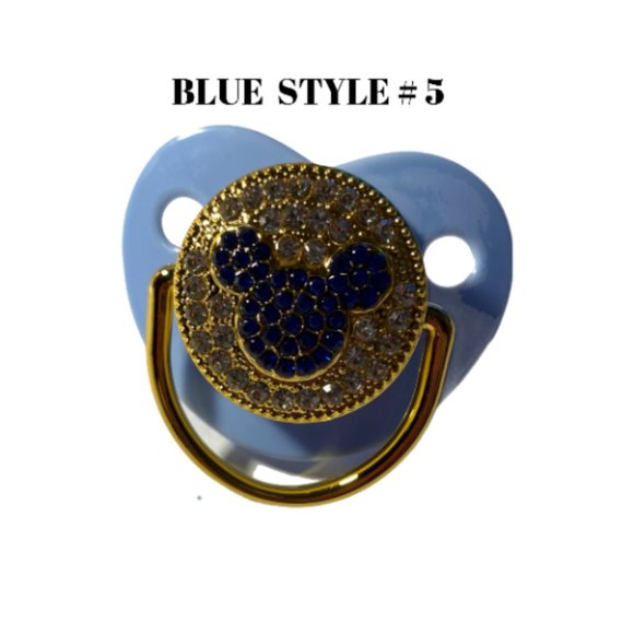 Gold  Pacifier and Pacifier Clip with Rhinestone - Picture 6 of 8